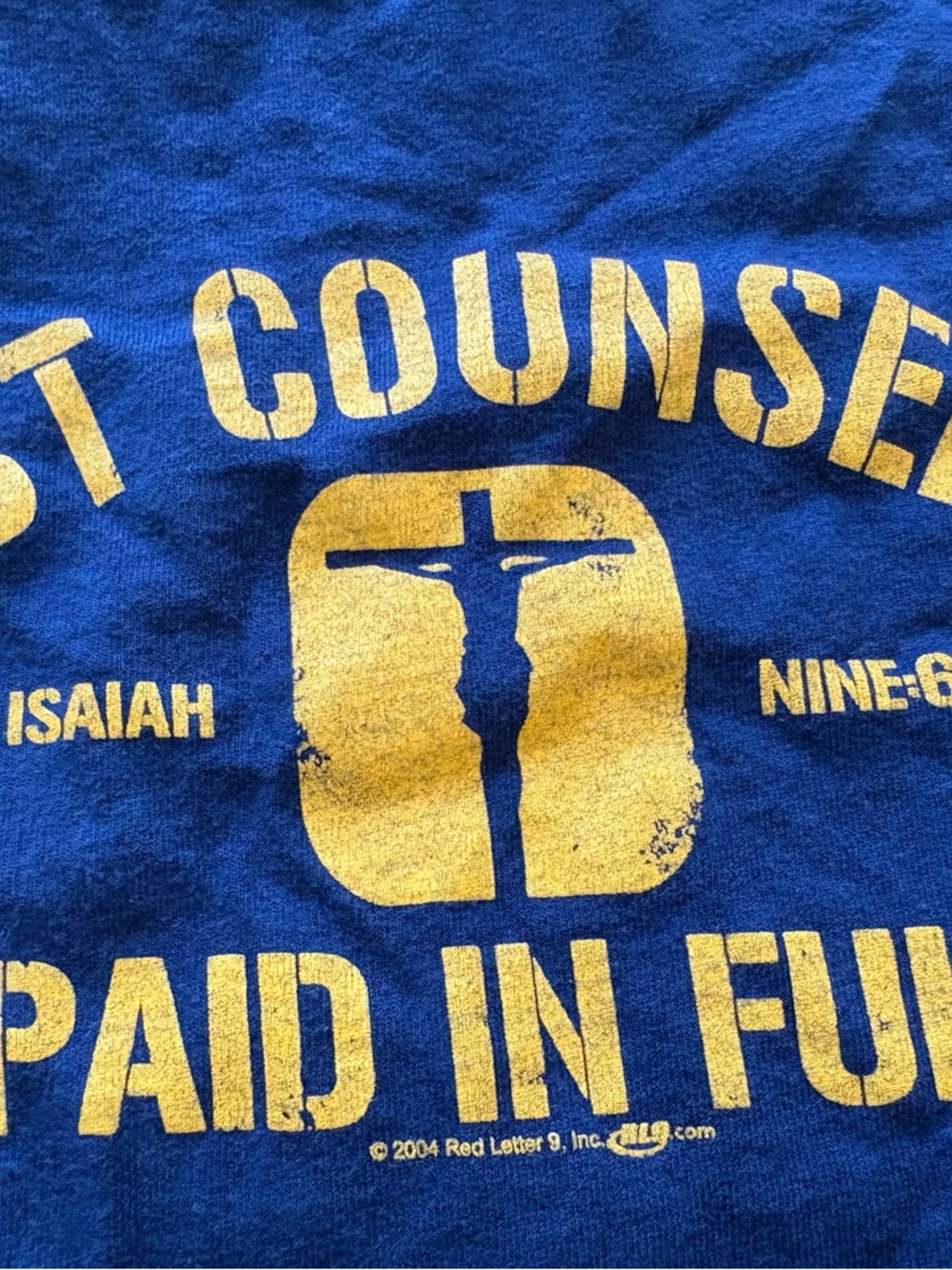 Vintage Religious Navy Tshirt “Debt Counselor” Isaiah 9:6 Size XL